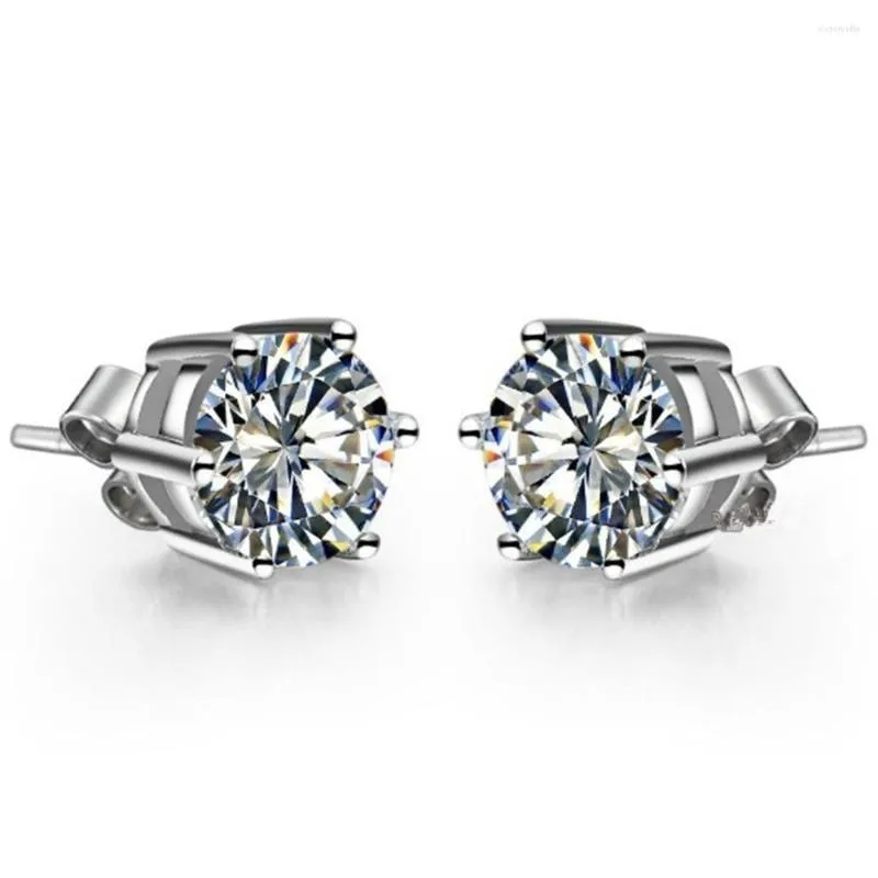 Stud Earrings Pure Platinum Earring Lady 1CT/Piece Diamond For Women Six Prongs Ear Jewelry D Color VVS1 With Box