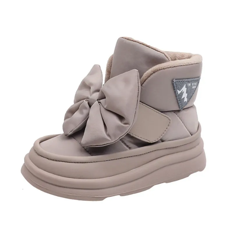 Boots Children's Snow Boots Winter Kids Shoes Butterfly-knot Waterproof Warm Plush Fashion Princess Girls Boots EU 22-37 230904