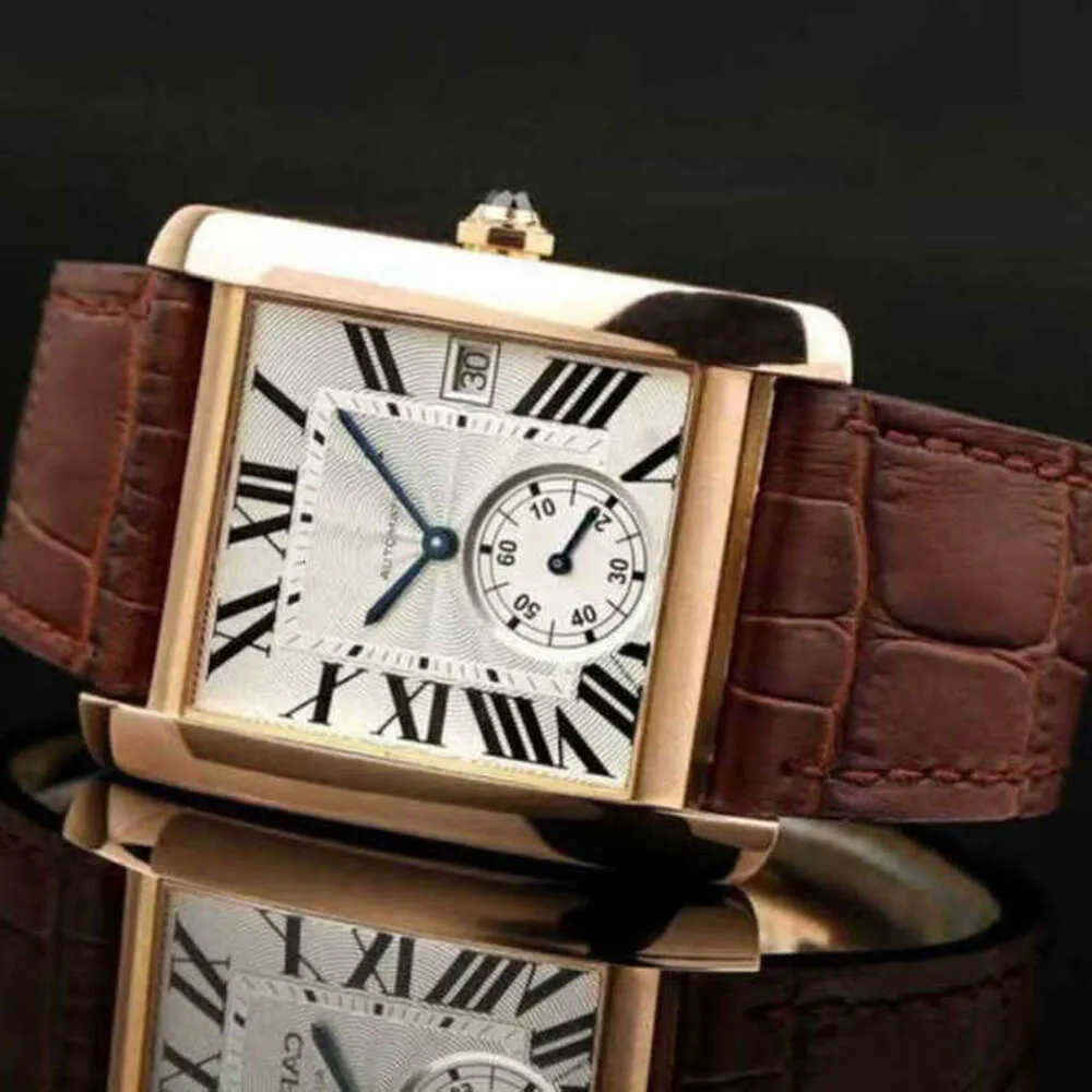 Designer horloge voor mannen tank auto horloges witte wijzerplaat datum 39B0 hoogwaardig mechanisch uurwerk uhr montre carter luxe met doos