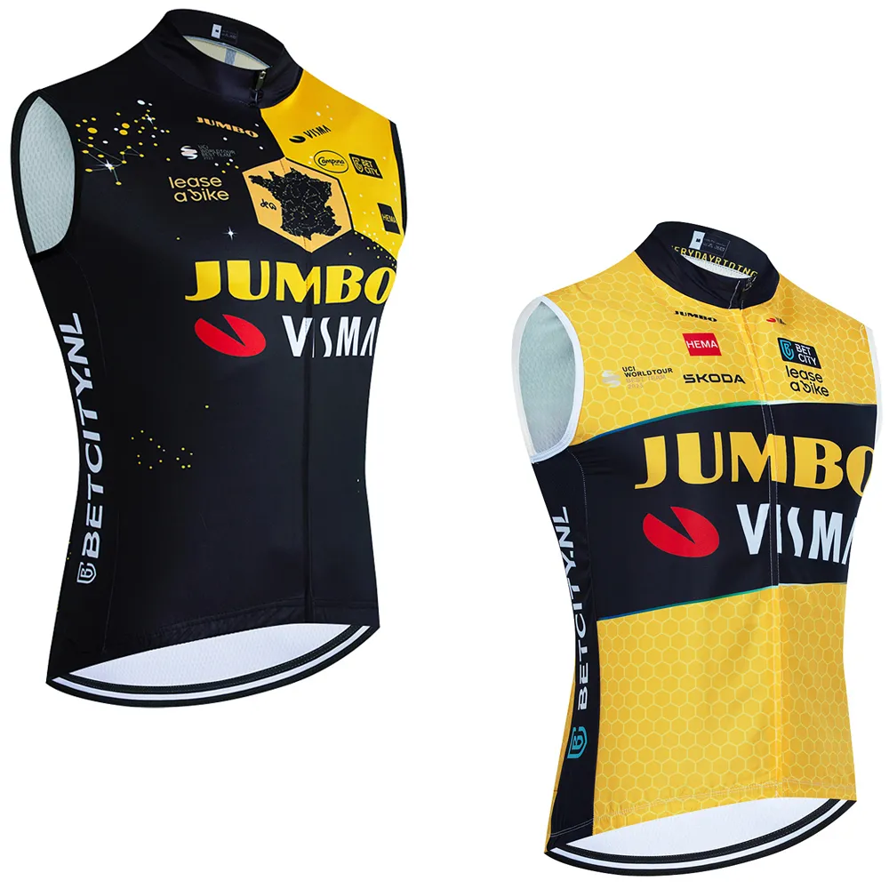 2024 Jumbo Bisiklet Yelek Jersey Yaz Kolsuz Bisiklet Giysileri Maillot MTB Yol Bisiklet Rüzgar Yasağı Üstleri Yarış Gilet Ropa Ciclismo