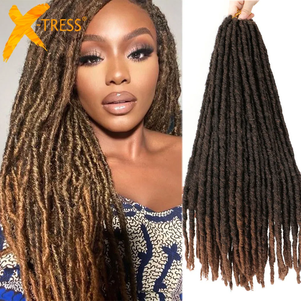 Human Hair Bulks Synthetic Faux Locs Crochet Braids Hair Dreadlocks Knotless Hook Dreads Ombre Color Braiding Hair Extensions For Women X-TRESS 230904