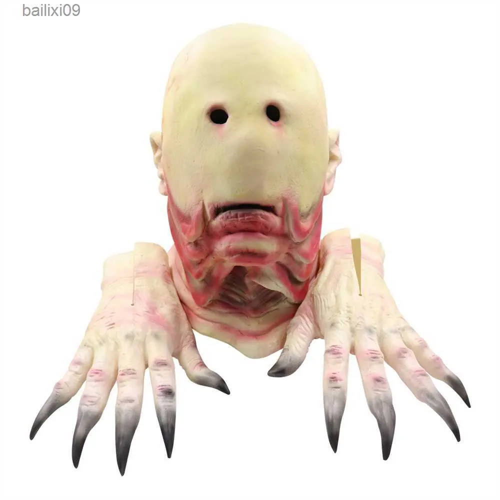 Máscaras de festa Halloween Horror Filme Cosplay Máscara Fancy Dress Party Eyeless Monster Roupas Cabeça Capa Monstro Máscara de Látex T230905