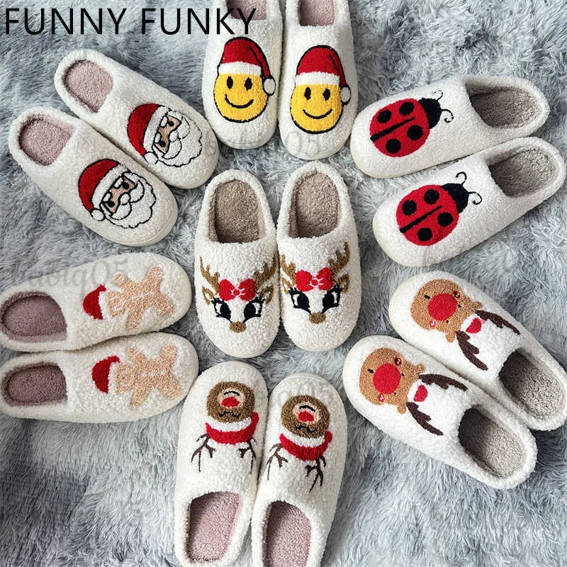 Slippers Winter Kerst Slippers voor Vrouwen Pluizige Nepbont Santa Rendier Slippers Gezellige Thuis Schoenen Comfy Slippers Dropshipping babiq05