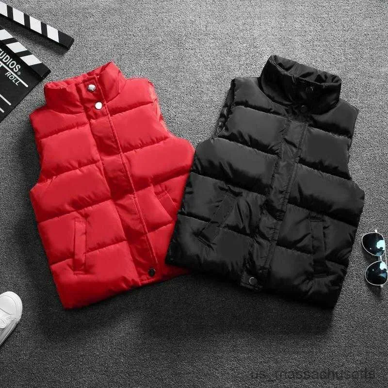 다운 코트 소년 소녀 겨울 가을 다운 조끼 코트 어린이 따뜻한 양복 조끼 외부웨어 의류 유아 재킷 7 9 10 년 R230905
