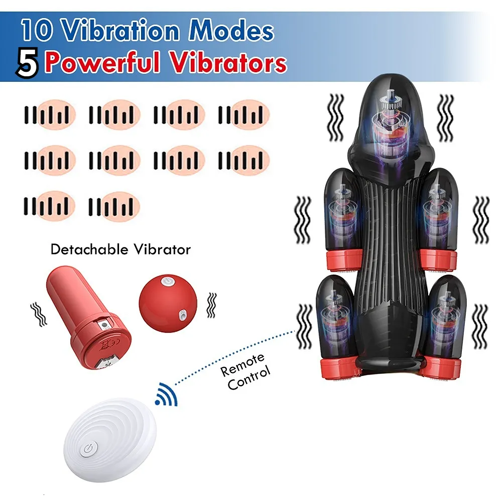 Masturbators Transparent Advanced Version of Wireless 1 Drag 5 Trainer Penis Vibrating Massager Glans Exerciser Sex Toys Products 230904