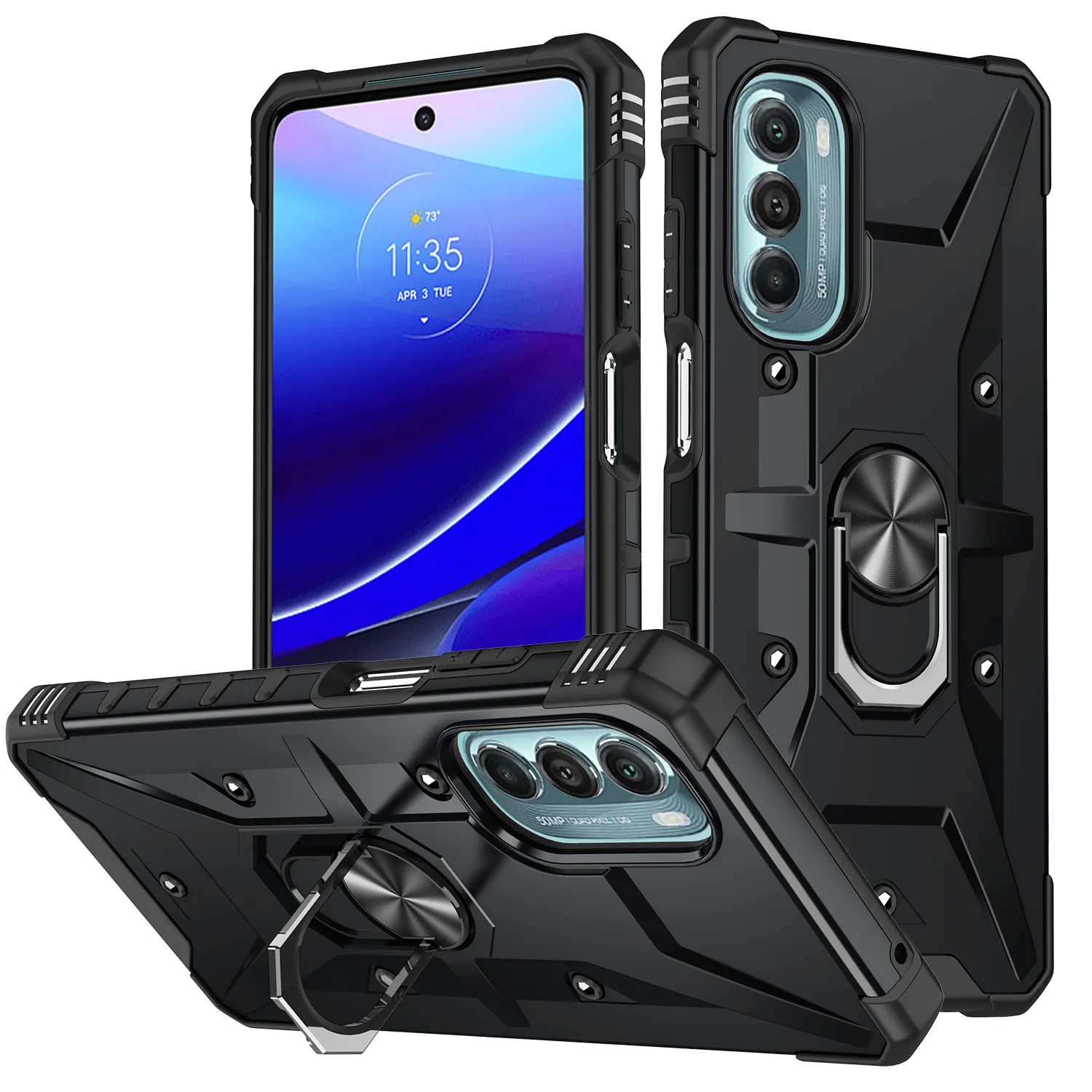 Stoßfeste Hybrid-Hochleistungs-Magnetring-Kickstand-Hüllen für Motorola Moto G Stylus 5G G Power Anti-Rutsch-Standhalterung Telefonabdeckung Funda Conque