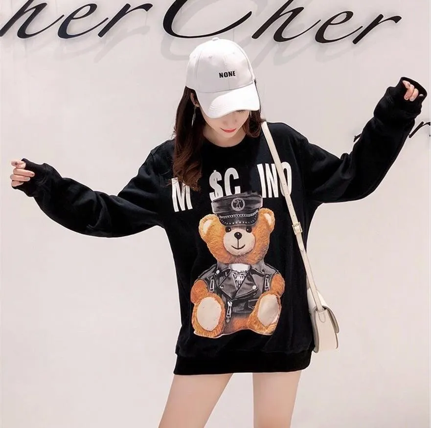 스웨트 셔츠 2023 디자이너 Moschino Moss Teddy Bear Ladies Fall Hoodie Luxury Classic Hoodie를위한 동일한 까마귀 14 아이콘 옵션