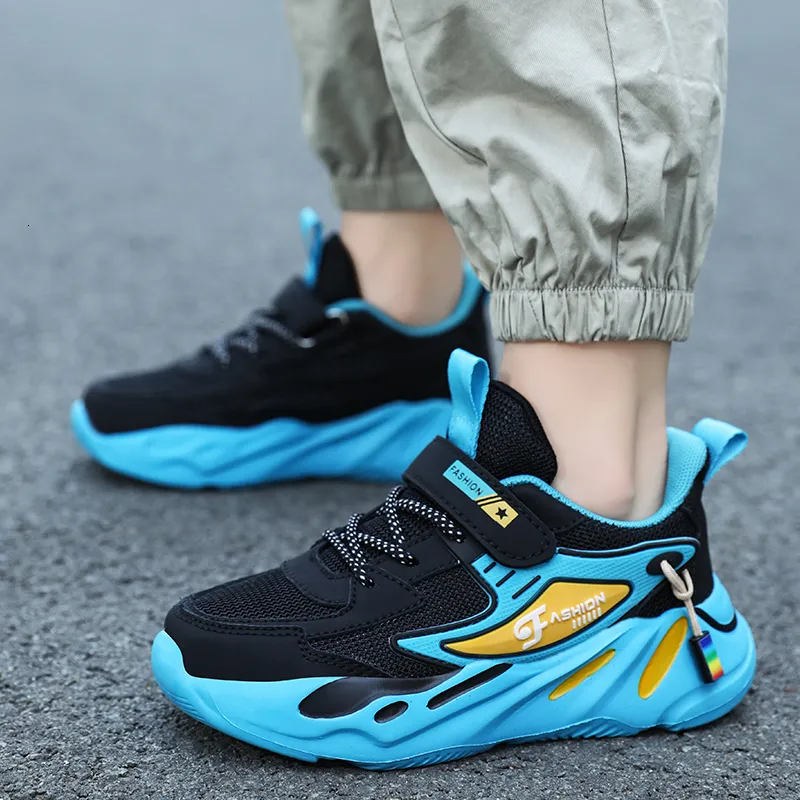 Atletische Outdoor Kinderen Sneakers voor Jongens Mesh Ademende Hardloopsportschoenen Kinderen Meisjes Platte Casual Schoenen Optioneel Leer Grote