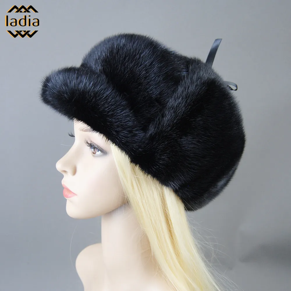 Шапки с черепом, роскошные зимние шапки для мужчин, женщин и девочек из натурального меха норки, теплая голова куницы, черно-коричневые шапки в сибирском стиле, полный бомбер Lei Feng 230904