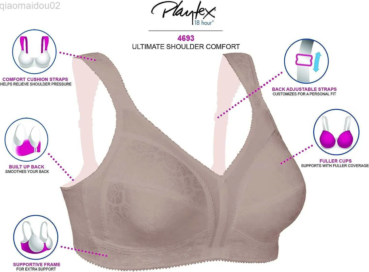 Bras Playtex Womens 18 Hour Comfort Strap Full Coverage Bra Without Steel  Rim With 4 Way TrusupportLF20230905 From Qiaomaidou02, $24.56