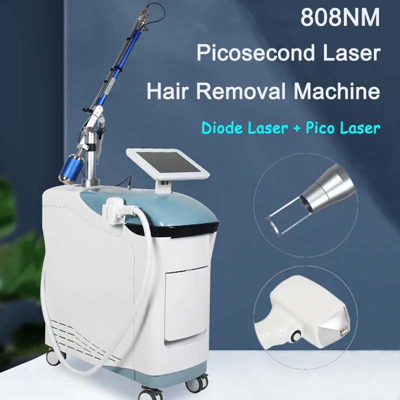 Vertikal pico laser tatuering borttagning maskin 808 diod laser hårborttagning picosekund q switch nd yag ta bort ålder spot födelsemärke ögonlinje pigment akne ärr