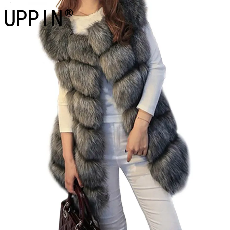 Womens Fur Faux High Quality Vest Coat Luxury Warm Women Coat Vests Winter Fashion Päls
