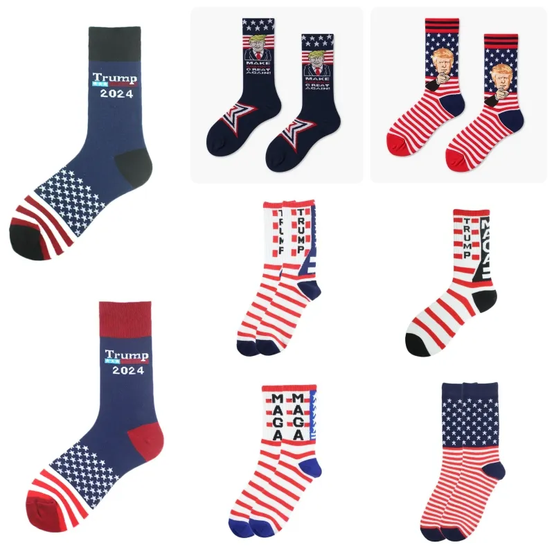 Носки для вечеринок Trump 2024, «Сделай Америку снова великой», чулки для взрослых, женщин и мужчин, универсальные хлопковые спортивные носки, 2 шт./пара Q556