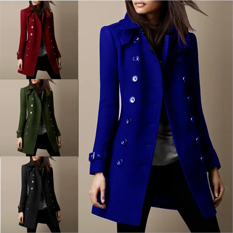 Womens Wool Blends Women Women Winter Wornen Scedct Coat Long Long Solid Solid Single Breased Button Under Down Devel 230904