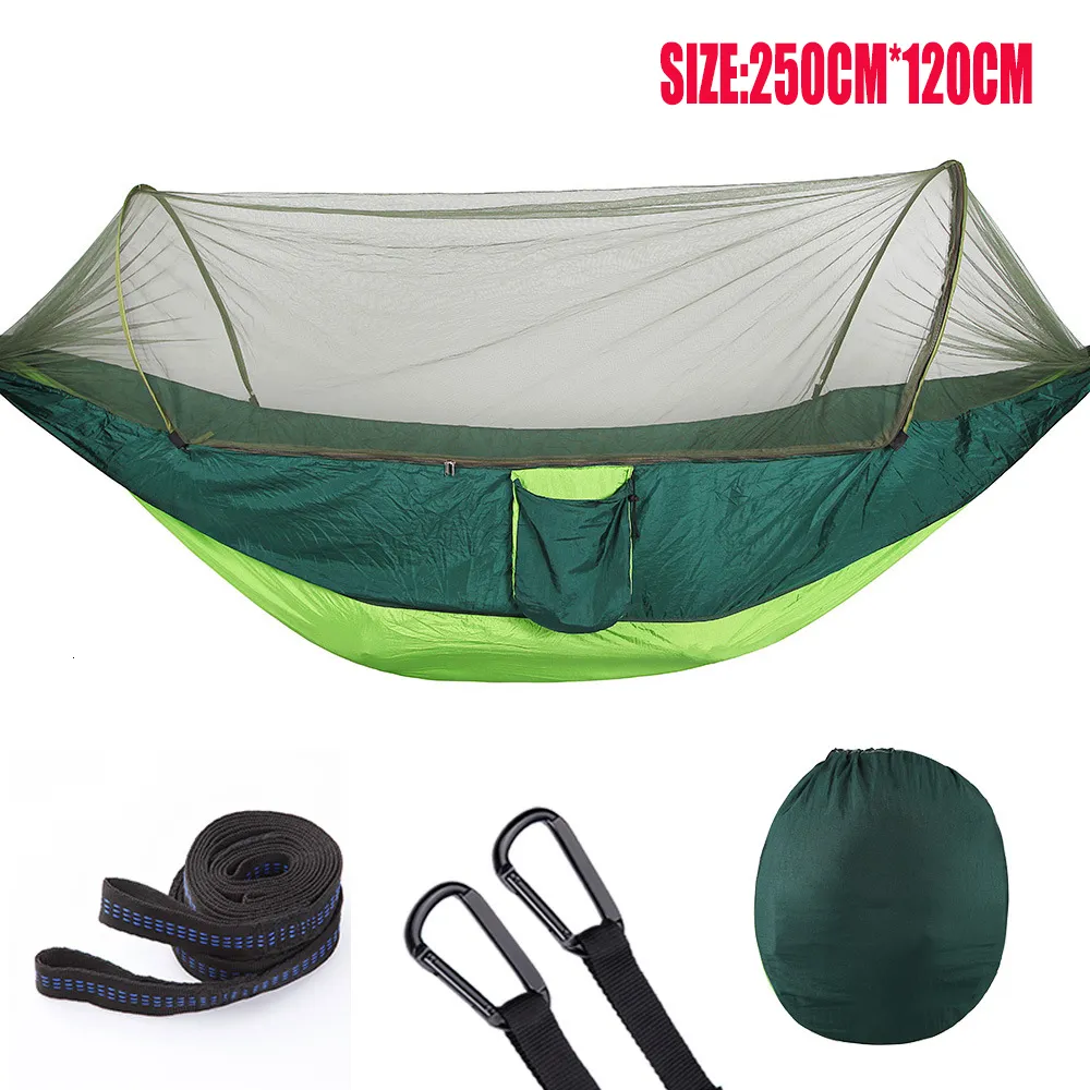 Camp Furniture Outdoor Hammock med Mosquito Net Camping Swing Hanging Bed Ultralight Tourist Soving 1-2 Person 230905