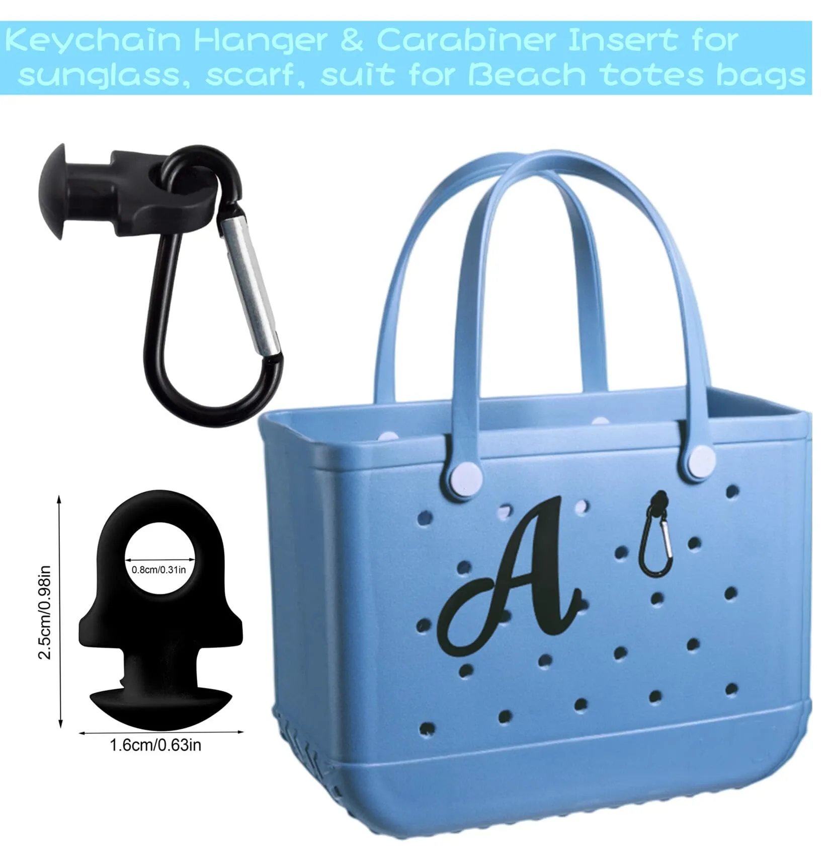 Borsa con ciondoli per accessori Bogg Decorativi Aggiungi inserto Moschettone Portachiavi Set Lettere dell'alfabeto e nappa in gomma Gancio gancio Spiaggia T Otkis