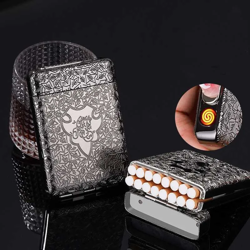 Портсигар USB Зарядка Зажигалка 16 Шт. Емкость Контейнер Для.