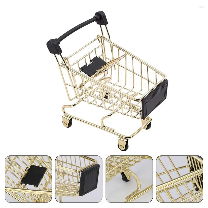 Butelki do przechowywania kosmetyczne koszyk gąbki koszyk złoty mini -zakupy wózki z wózki zakupowe