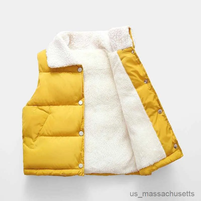 Daunenmantel Kinder Daunenweste aus Baumwolle Herbst und Winter Mädchenweste Jungen Kinder verdicken neue Babyweiche warme einfarbige Jacke R230905