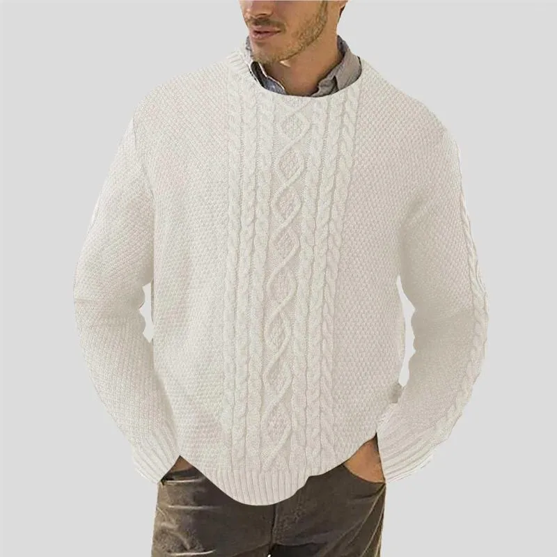 Pulls pour hommes mâle automne et hiver mode motif de diamant à manches longues pull pull décontracté couleur unie col rond tricot