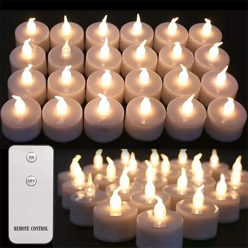 Candele Lilin LED berkedip 24 buah tanpa Remote kendali jarak jauh dengan baterai untuk dekorasi pernikahan rumah Natal 230904