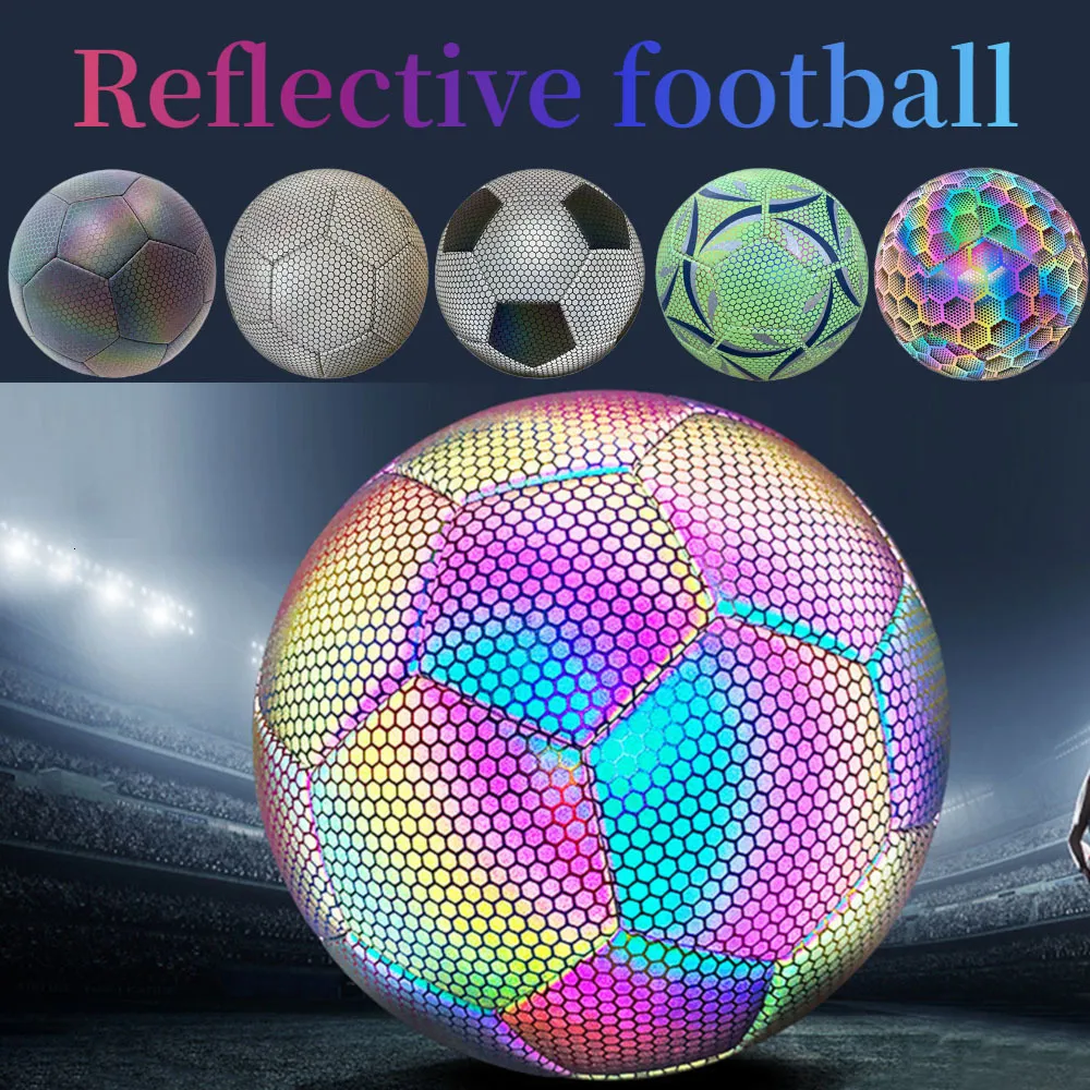 Piłki piłka nożna Luminous Night Refleksyjna piłka nożna w ciemnych piłkach rozmiar 5 dla dorosłych drużyny sportowej na świeżym powietrzu piłka nożna 230904