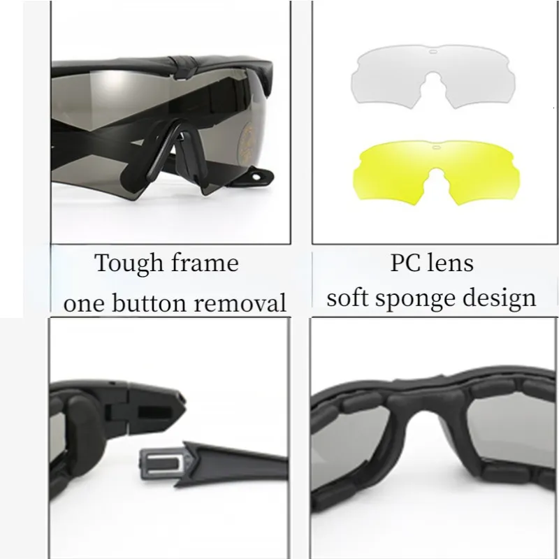 Tactical Polarized Bike Sunglasses Set With 4 Lenses For Men