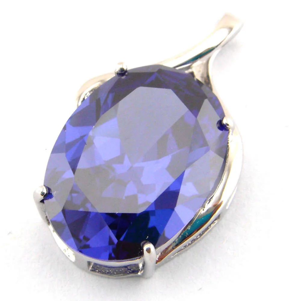 Silverhänge Natural Tanzanite Stone Pendant Classic Women Necklace