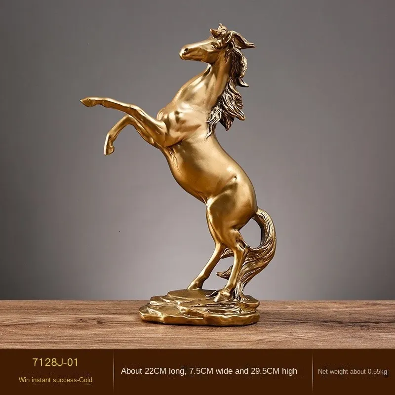 Dekorativa föremål Figurer Creative Gold Silver Black Horse Harts Sculpture Model Home Decor Animal Decoration Living Room Office Craft 230905