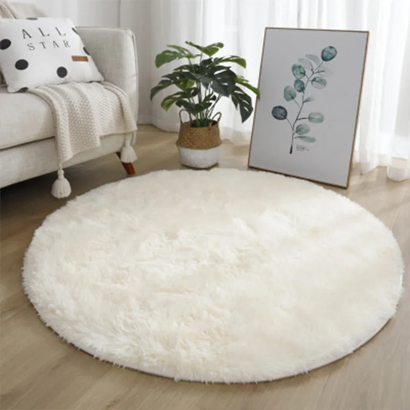 Teppiche, Plüsch, rund, flauschig, weiß, für Wohnzimmer, weiche Heimdekoration, Schlafzimmer, Kinderdekoration, Salon, dicker Flor 230905
