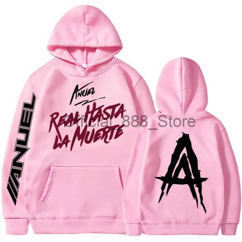 Nya anuel aa tryckta hoodies tallerar riktig hasta la muerte casual trackdräkt dräkt män kvinnor kläder anime pullover hoodie x0831