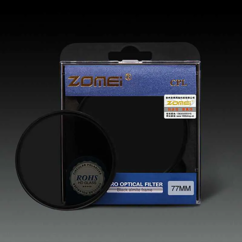 Filtry Zomei 52/58/62/67/72/77/82 mm CPL Polaryzator okrągłego polaryzacyjnego filtra polaryzacyjnego dla kamery DSLR Nikon Top Filtr soczewki Q230905