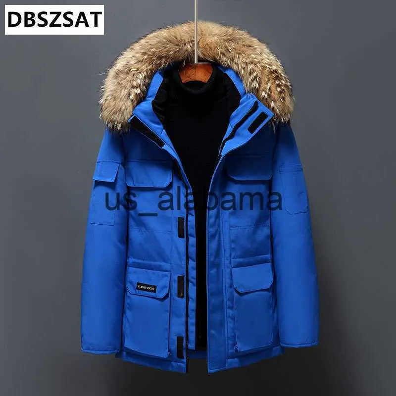 Herren Daunenparkas Pelzkragen Weiß Du Daunen Winterjacke Männer Winddicht Mit Kapuze ien lti-poet Daunenmantel Männlich Warm Halten -30 Grad Parkas x0905