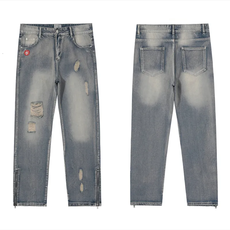 Men's Jeans CE CAVEMPT Hole Men Women 1 Washed Zipper Oversize Cav Empt Trouser 230904