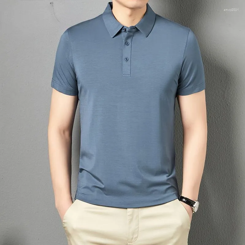 Men's Polos Summer Polo T-Shirts For Men Clothes Fashion T-shirt Casual Short Sleeve Tee Thin Mens Solid Color Camisas De Hombre