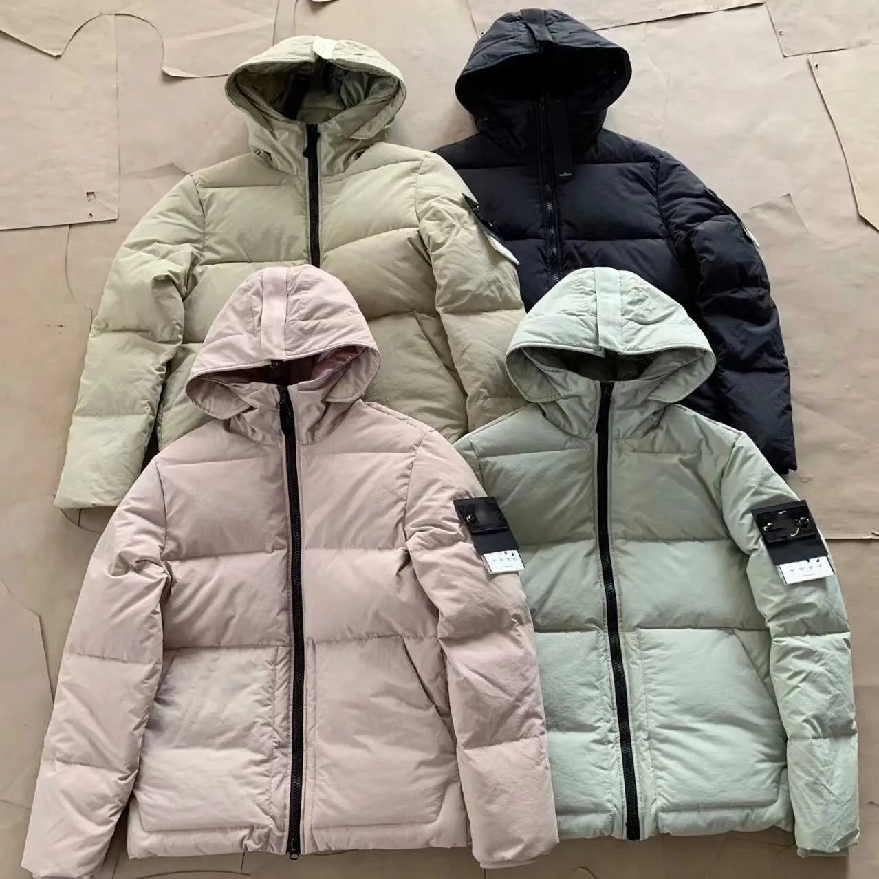 DHgate Mens Down Jacket Winter Reflective Cotton Nylon Waterproof Warm Thickened Coat with Hood 2024 Stone Style 1 Apparel