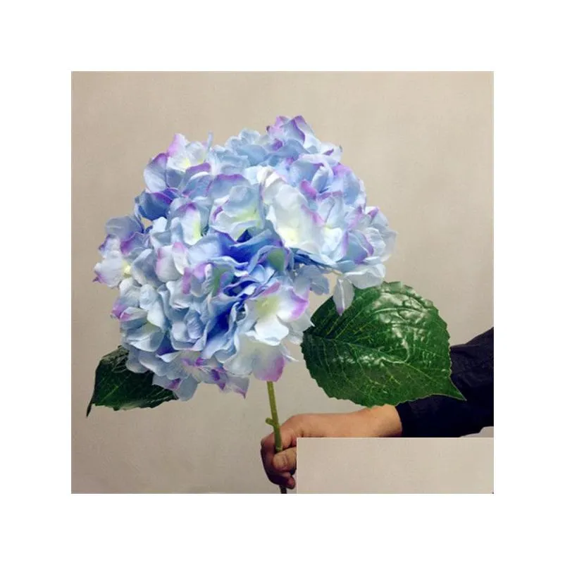 Couronnes de fleurs décoratives Fleur d'hortensia artificielle 80 cm / 31,5 fausses hortensias simples en soie 6 couleurs pour centres de table Accueil Party Drop Dhxsh