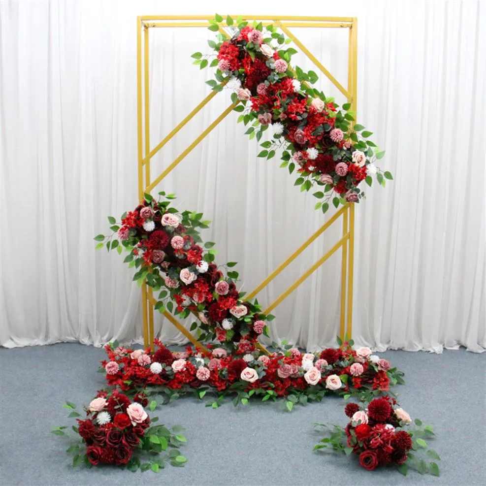 New Wedding Arch Props Wrought Iron Geometric Square Frame Guide Wedding Stage Screen Stand Decor Creative Backdrop Flower Shelf245w
