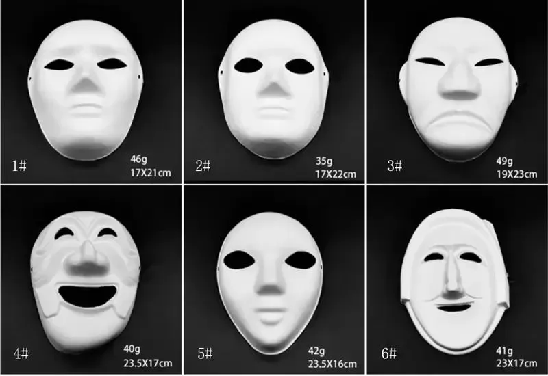 Masque Blanc Vierge à Peindre – 17x20 Cm, Plastique, Pour Cosplay, Fête, Carnaval, DIY