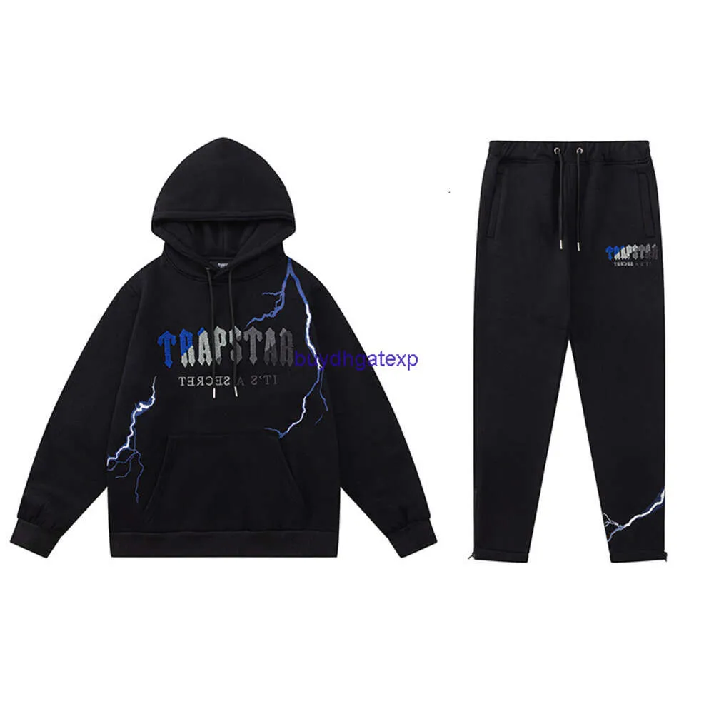 Rjac Heren en Dames Hoodie Sweatshirt Trapstar Set Nieuwe Bliksem Trui Borduren Modemerk Pluche Rits Sport Casual