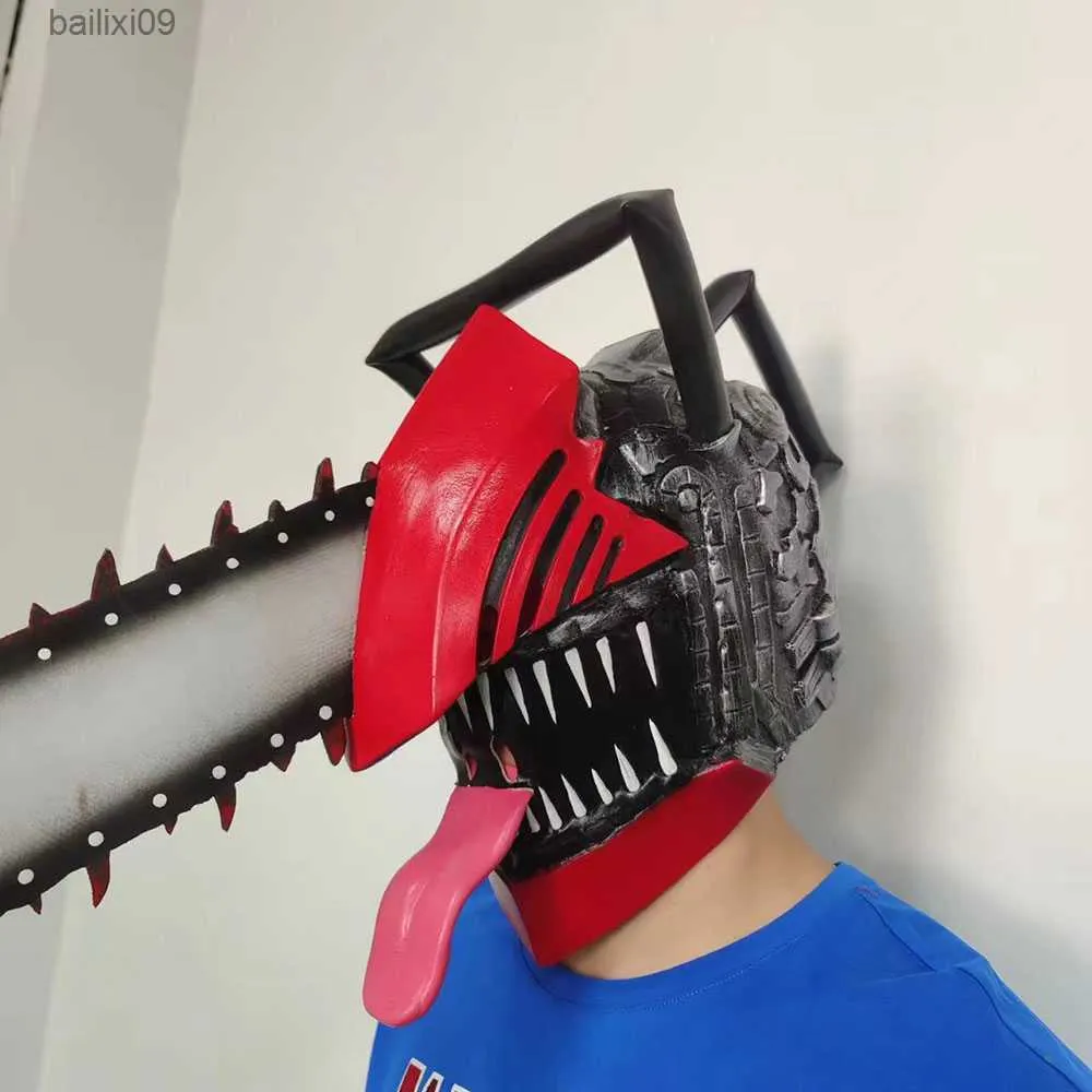 Anime Chainsaw Man Denji Pochita Cosplay Latex Mask Helmet Prop Halloween