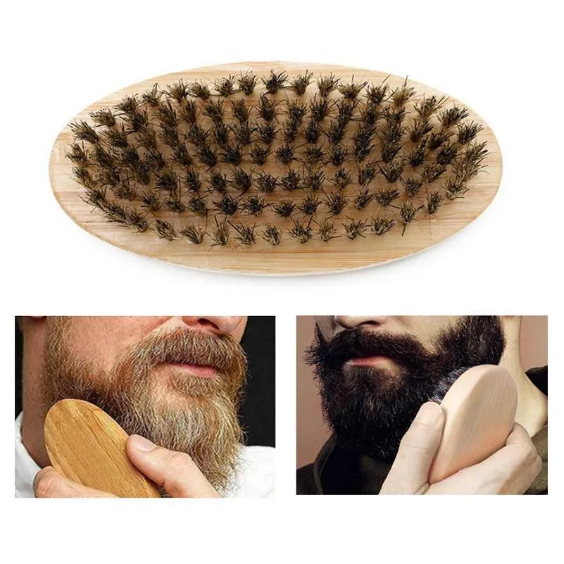 Spazzole Setola di cinghiale Capelli Spazzola per barba Manico duro rotondo in legno Pettine antistatico Strumento per parrucchiere per uomo Trim personalizzabile Xvt0669 Drop Dhsqt