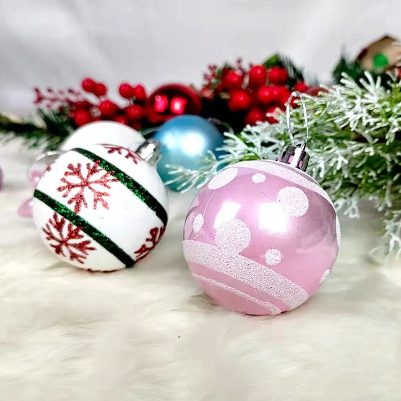 12 palline per albero di natale in vetro da 8 cm pendaglio decorato