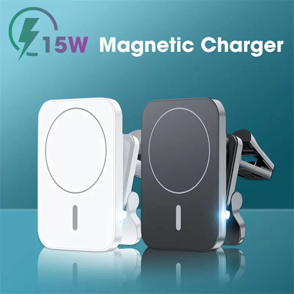 Cargador inalámbrico magnético rápido para coche, soporte de teléfono para  iPhone 14, 13, 12 Pro Max, carga inalámbrica Macsafe, 15W