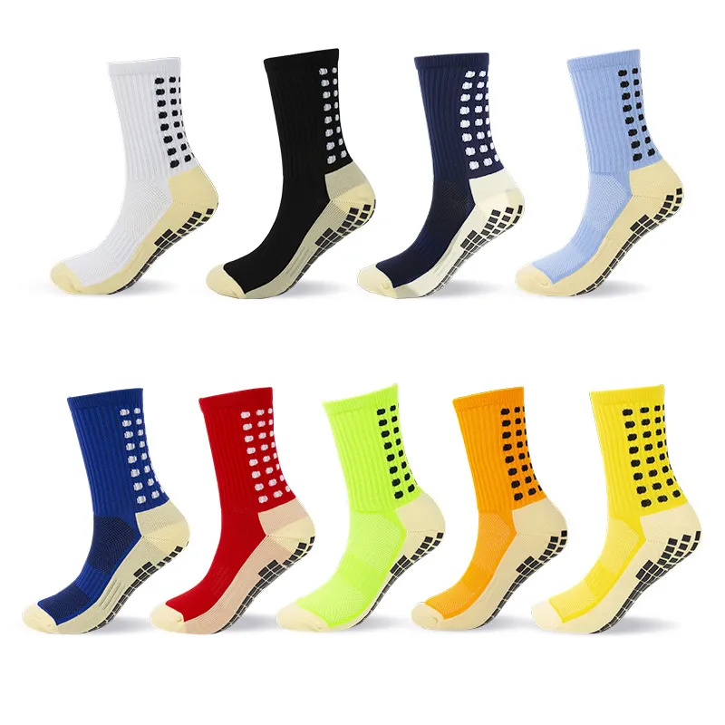 DHL Ship Mens Anti Slip Football Socks Athletic Long Socks Absorberande sportgreppstrumpor för basketfotbollsvolleyboll som kör FY3332 AU17