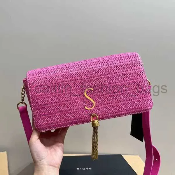 Çantalar 2023 Yeni Dokuma Crossbody Summer Beach Straw Pubsel Uette Zarf Tote Kadınlar Zincir Gün batımı El YSLII Çanta Tasarımcı Çantası Caitlin_fashion_Bagssg27