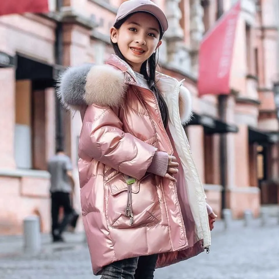 Manteau en duvet pour filles vetements d hiver pour adolescentes veste longue vetements d exterieur veste chaude a capuche pour enfants de 5 a