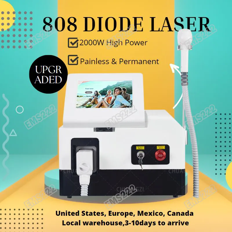 2024 HOT BÓLELLESS 808 DePilation rozświetla się odcień skóry Maszyna do włosów Diode Laser 755 808 1064NM 3 długość fali Safe Remover Piękna Zdrowa darmowa wysyłka