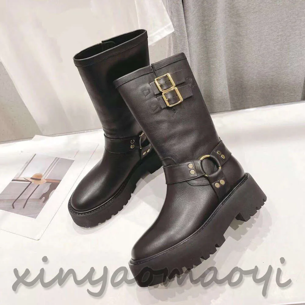 Cel Fall/Winter Cowboy Boots, Women's Leather Platform Ankle Boots Casual Shoes, eleganta och stiliga, avslappnade och eleganta, högklassiga, klassiska svartbrun 023