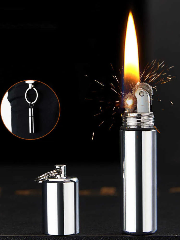 Mini sleutelhanger slijpschijf kerosine aansteker waterdichte hanger vlam multifunctionele handige ontsteker 39PX